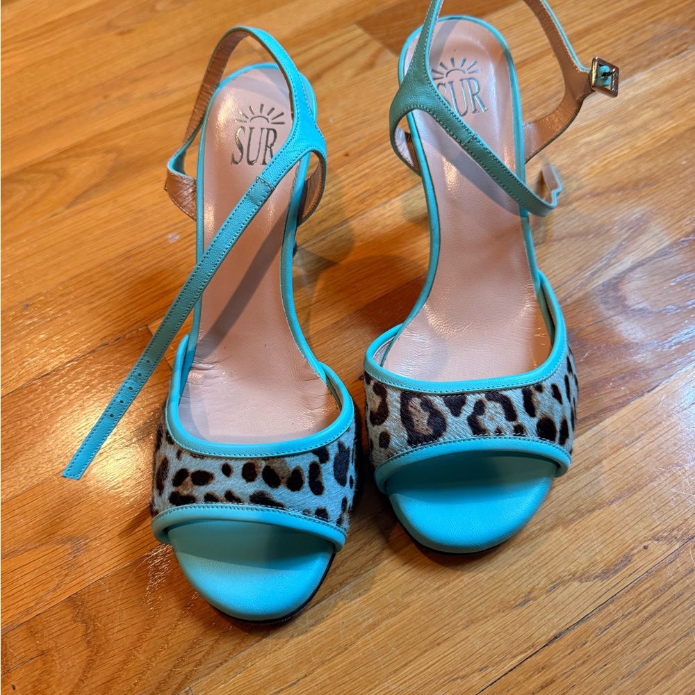Sur tango Blue teal 7 cm Medium Heel Slingback Sandals